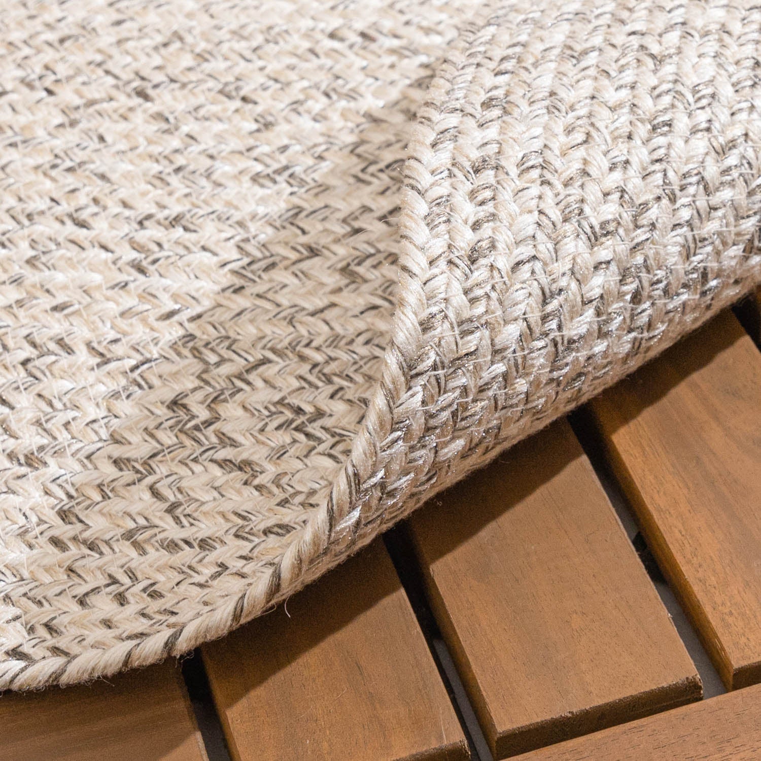 Round Jute Outdoor Rug - Bali White