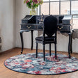 Round floral floor rug - Flores Blue/Red
