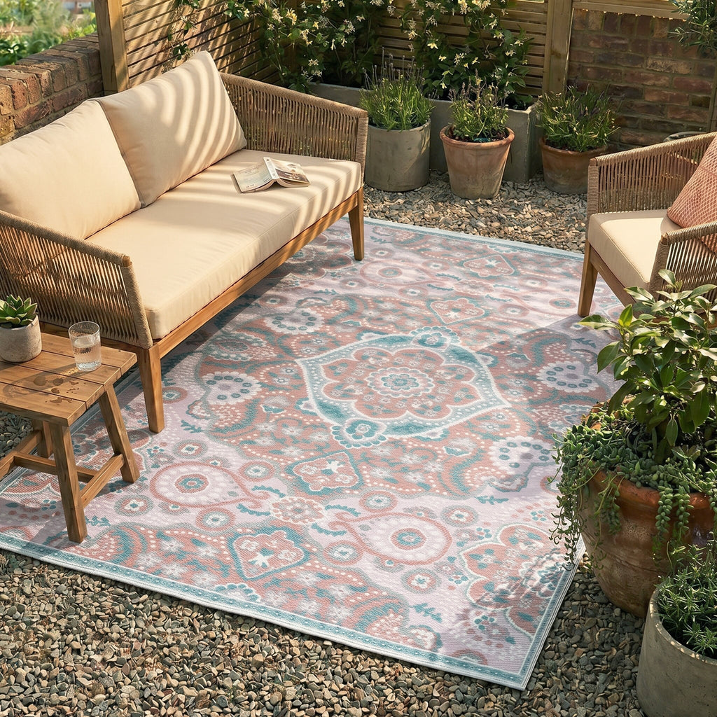 Bohemian Outdoor Rug - Vedra Medallion Pink