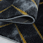 Modern floor rug - Marble Square Anthracite/Gold