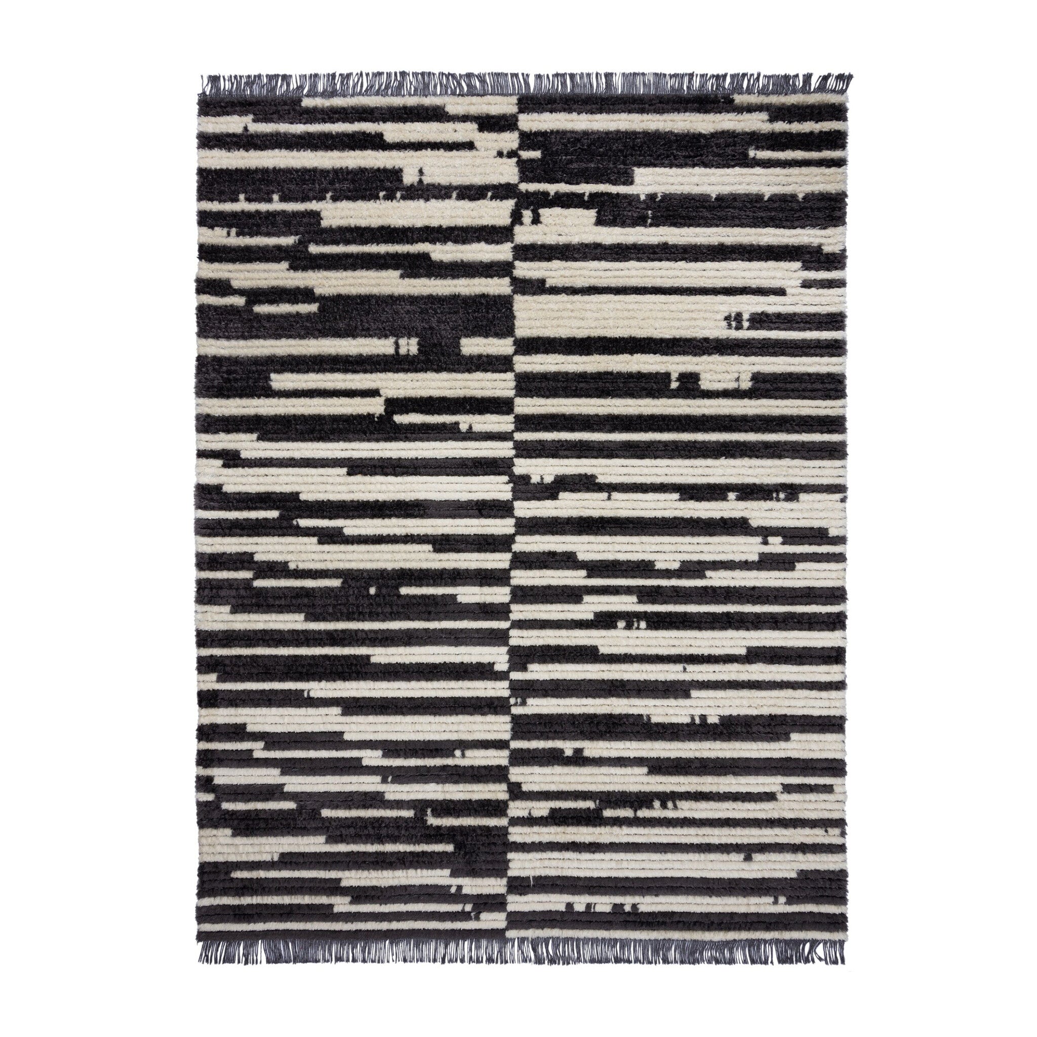 Berber floor rug - Lino Black/White