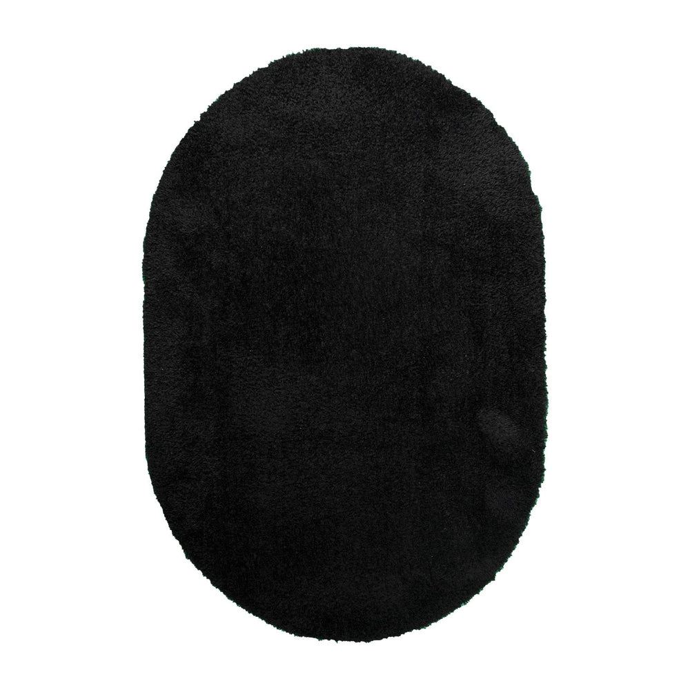 Oval Shaggy Rug - Blaze Black
