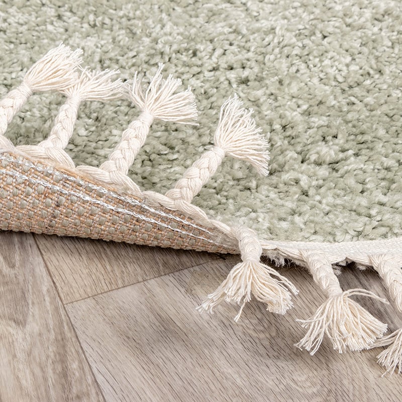 Round High Pile Rug - Lofty Fringe Mint