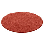 Round High Pile Rug - Solid Red