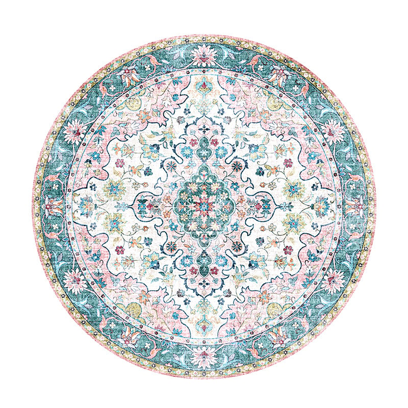 Round Vintage Rug - Lily Oriental Blue/Pink