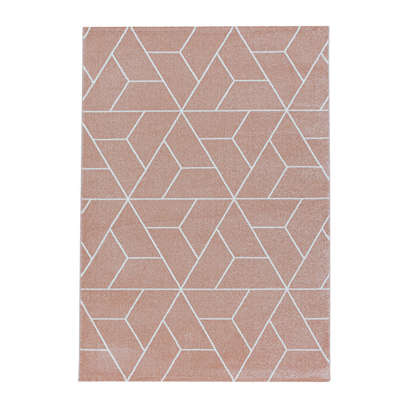 Retro floor rug - Stencil Triangle Pink/White