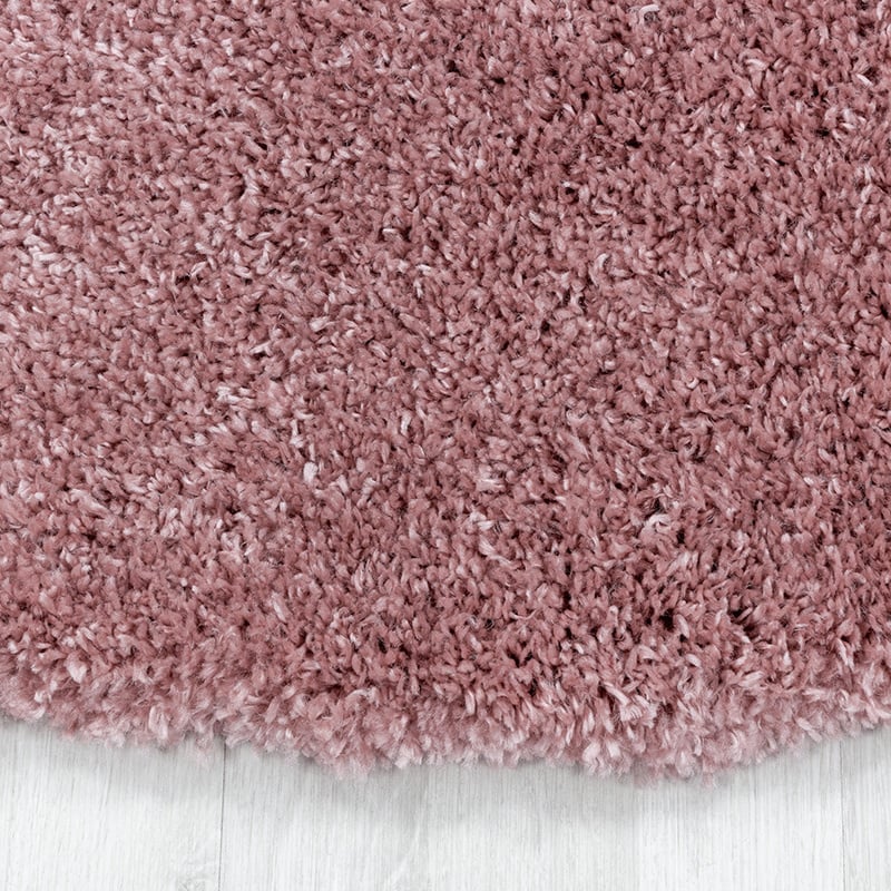 Round High-Pile Floor Rug - Fuzzy Pink