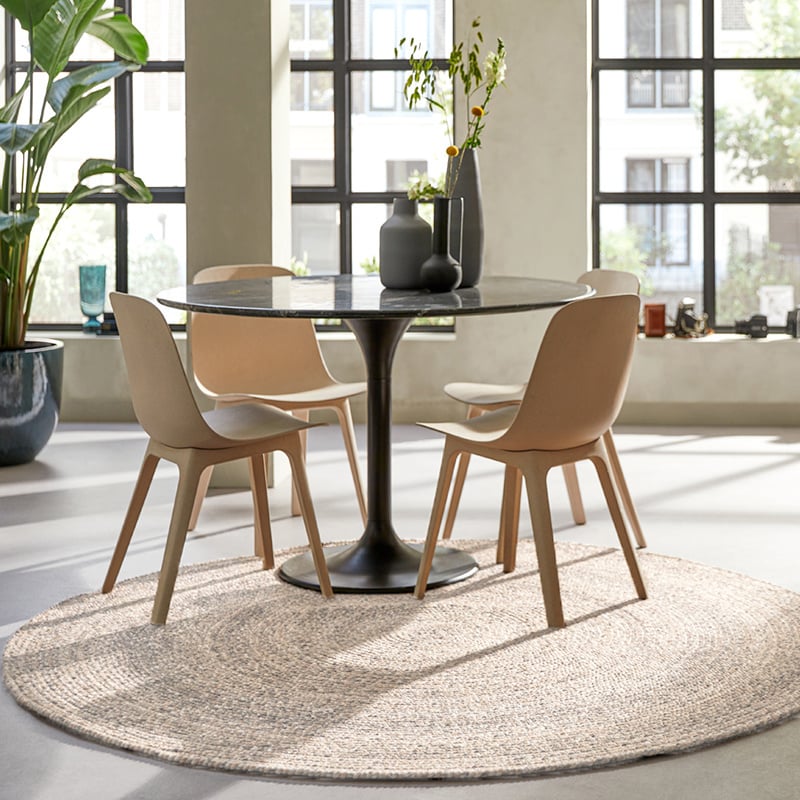 Round wool floor rug - Bellano ST Light grey 814