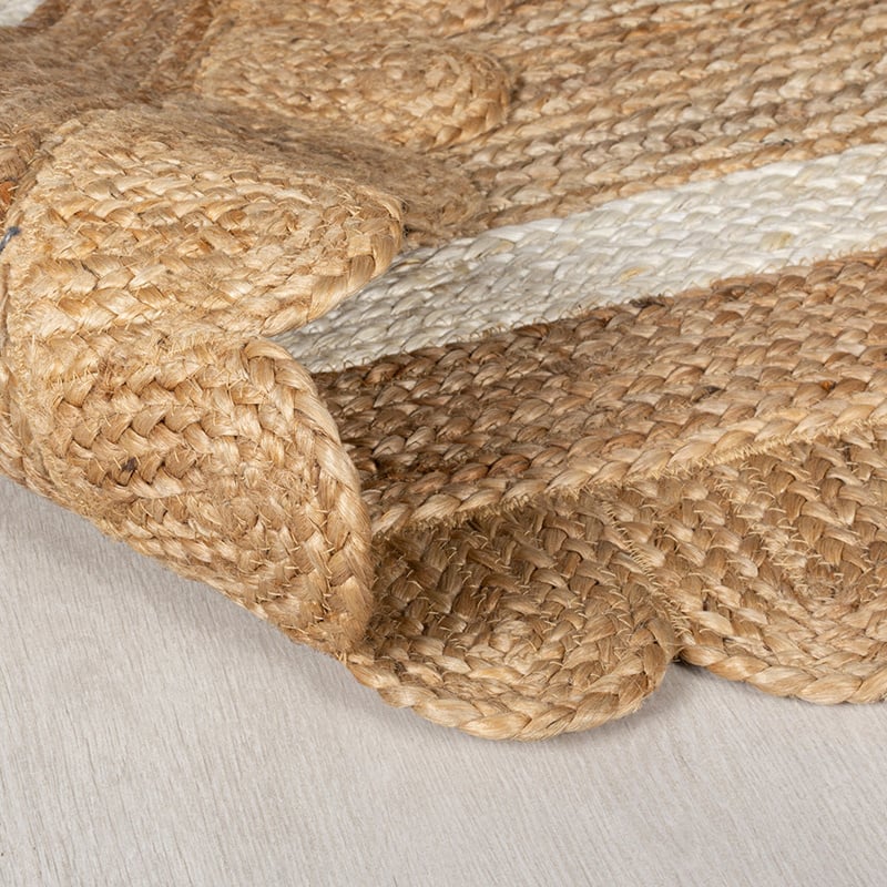 Jute floor rug - Grazo Natural/White