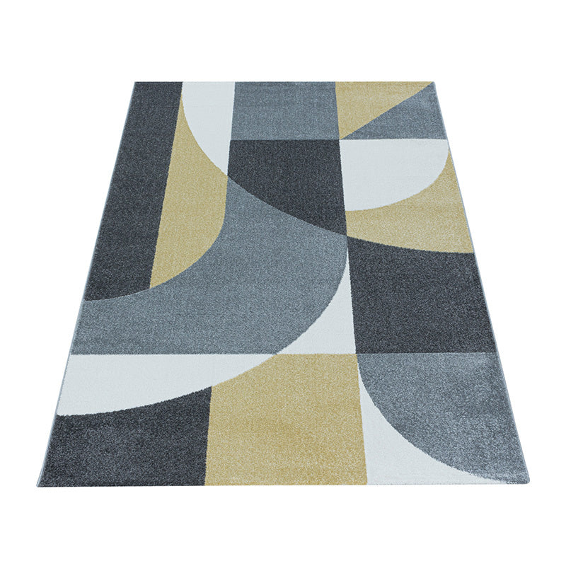 Retro floor rug - Stencil Forms Yellow/Grey