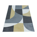 Retro floor rug - Stencil Forms Yellow/Grey