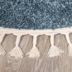 Round High Pile Rug - Lofty Fringe Blue