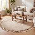Round High Pile Rug - Lofty Fringe Beige
