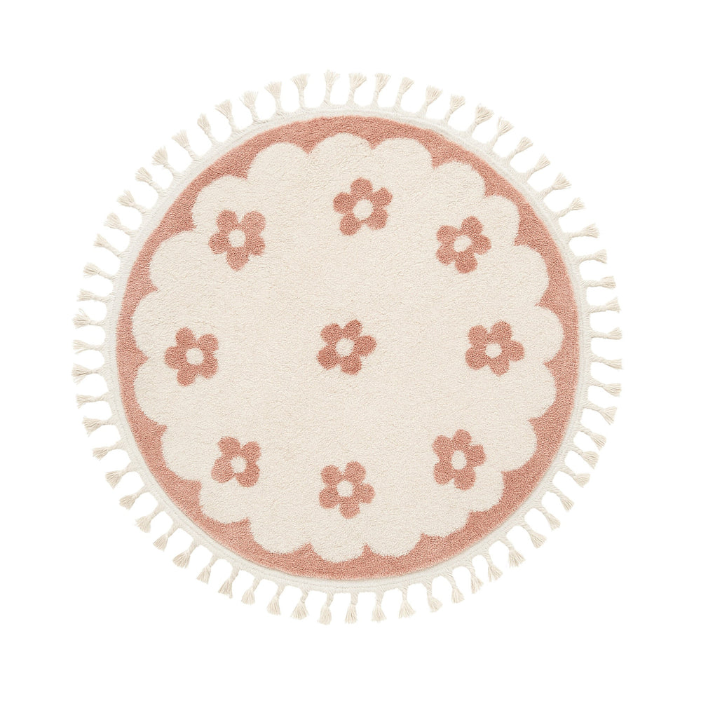 Round washable children's rug - Moos Flower Pink