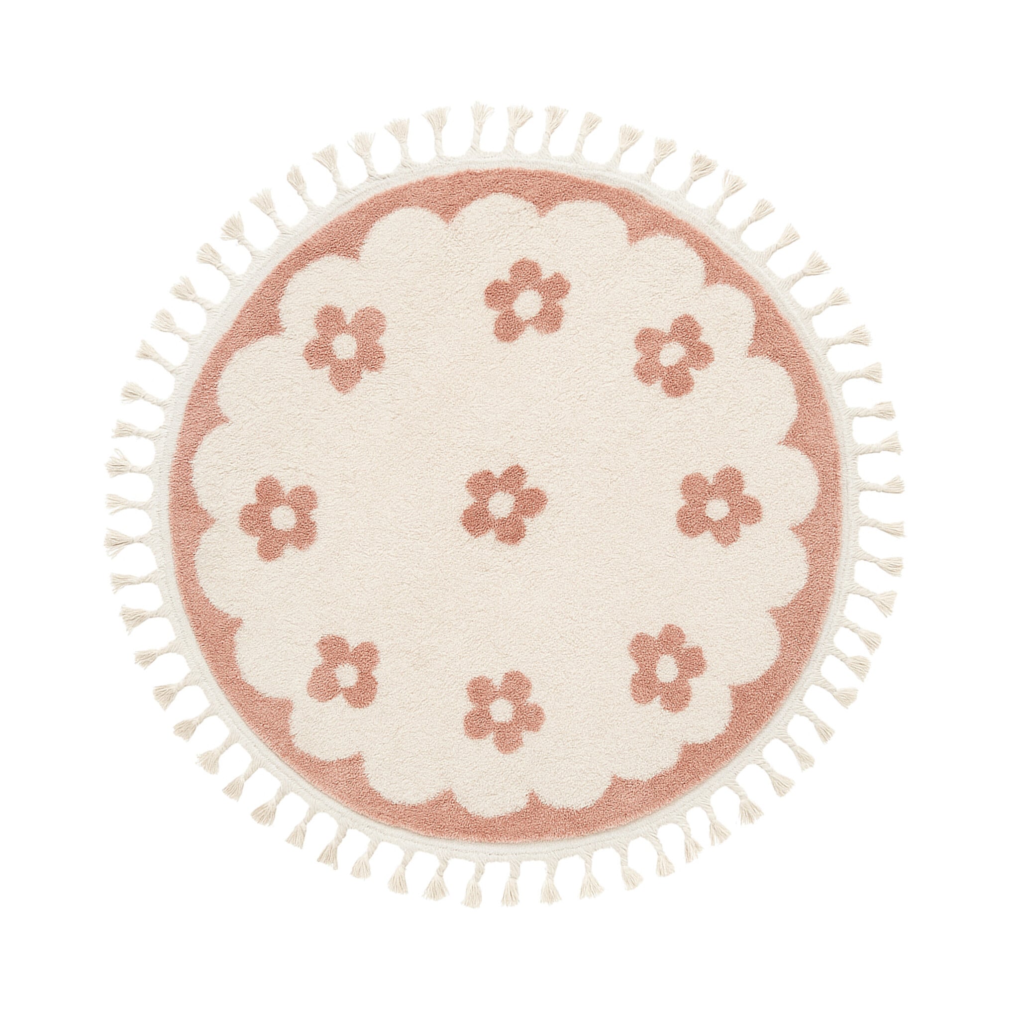 Round washable children's rug - Moos Flower Pink