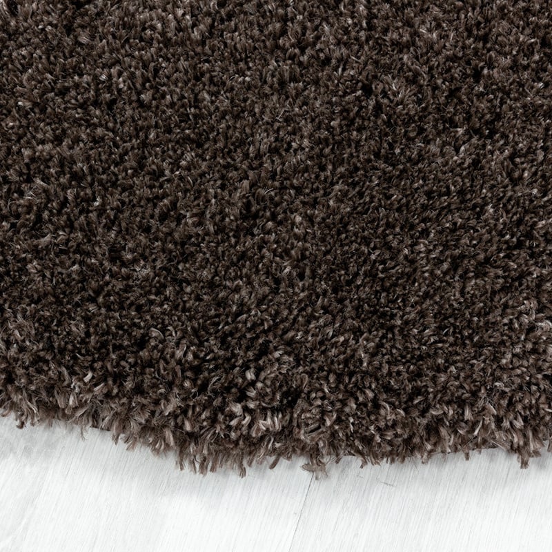 Round High-Pile Floor Rug - Fuzzy Brown
