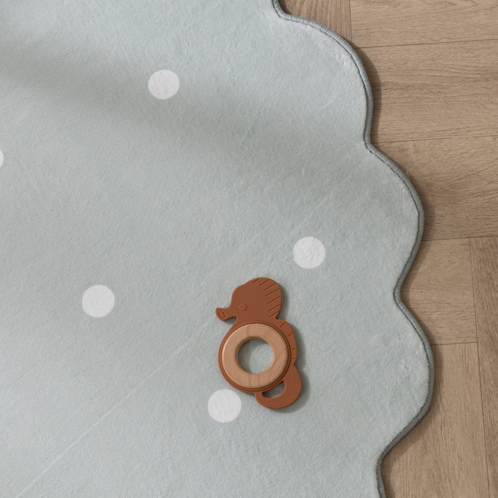 Round Kids Room Rug - Cloudy Dots Mint