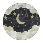 Round Children's Floor Rug - Fleurtje Moon Yellow