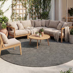 Round Outdoor Rug - Malta Arrow Black