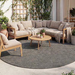 Round Outdoor Rug - Malta Arrow Black