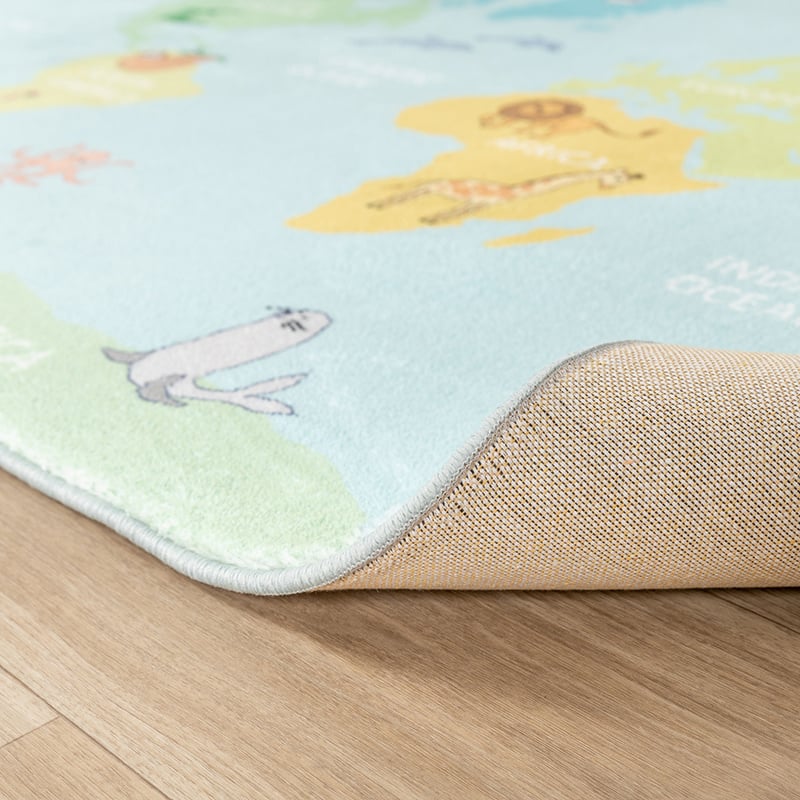 Kids Rug - Globe Light Blue