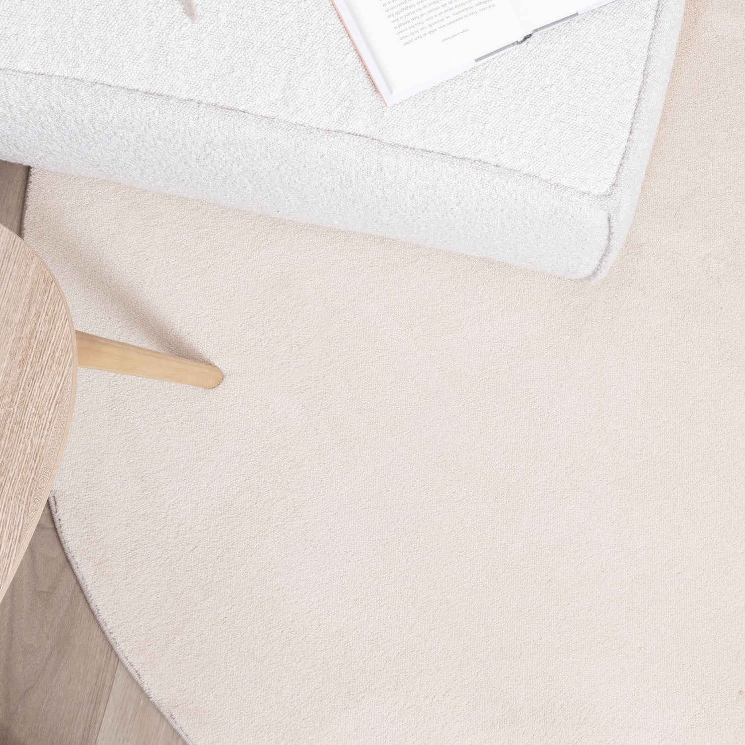 Round Washable Rug - Vivid Beige