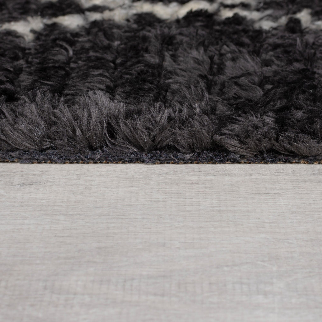 Berber floor rug - Aisho Zigzag Black