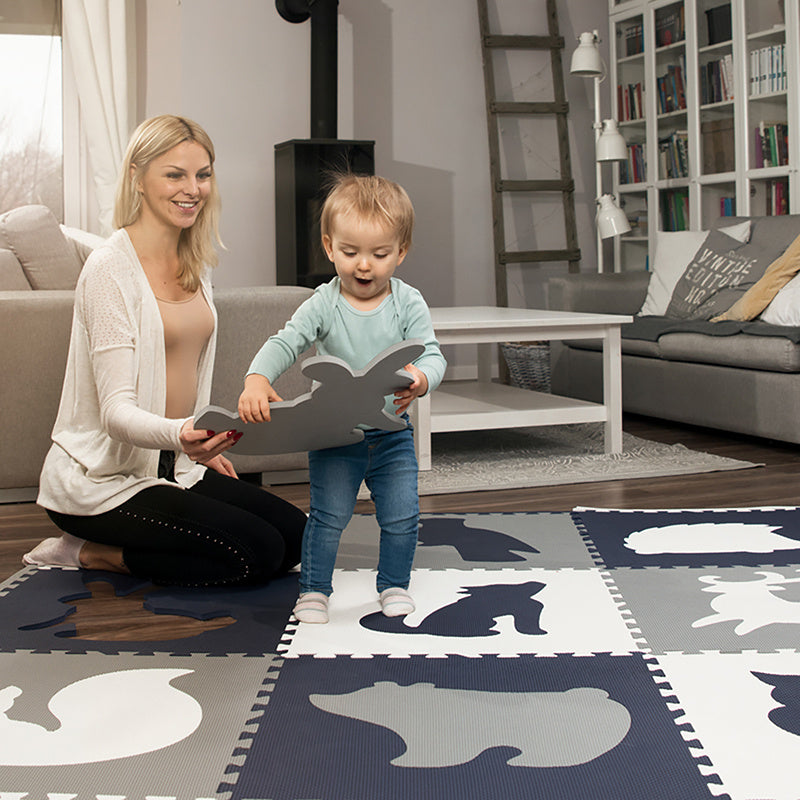 Foam puzzle mat XL - Lio Forest Dark Blue/White