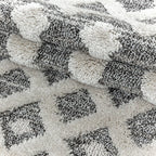 Round Scandinavian Floor Rug - Pitea Knot Grey/Cream