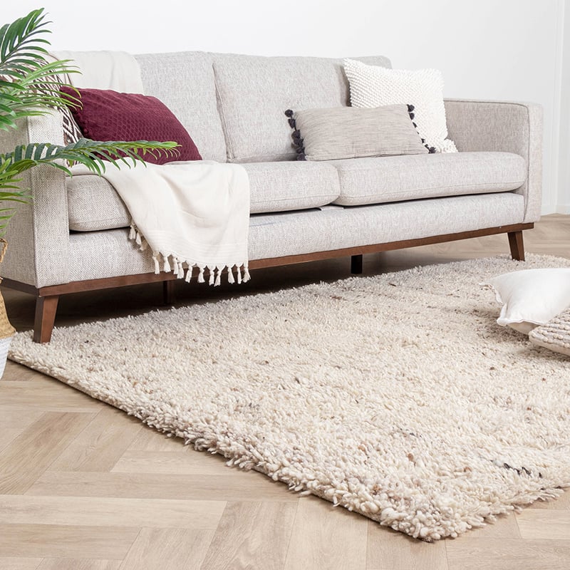 High Pile Wool Rug - Royal Cream/Taupe