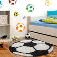 Round High-Pile Floor Rug - Fun Black