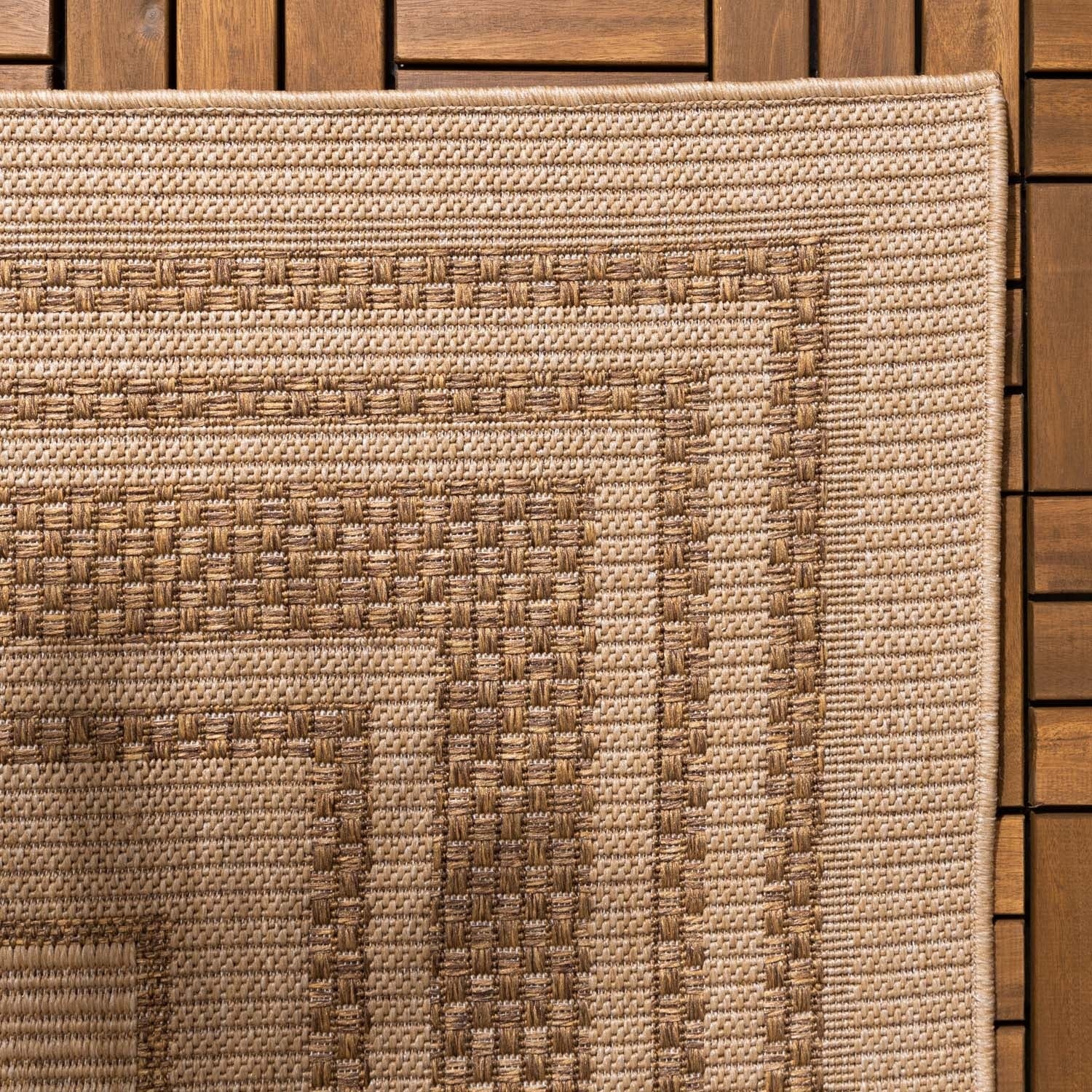 Jute Outdoor Rug - Mavi Border Cream/Brown