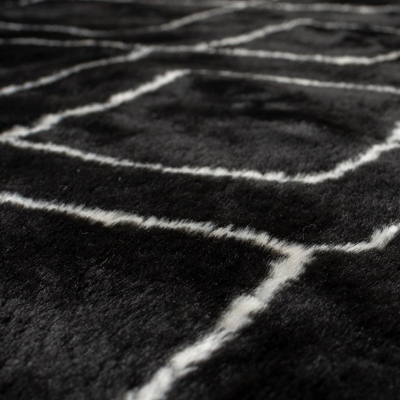 Berber floor rug - Furo Imran Black/Cream