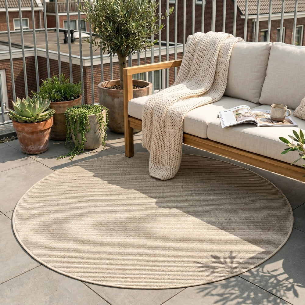 Round Jute Outdoor Rug - Nomad Melange Cream