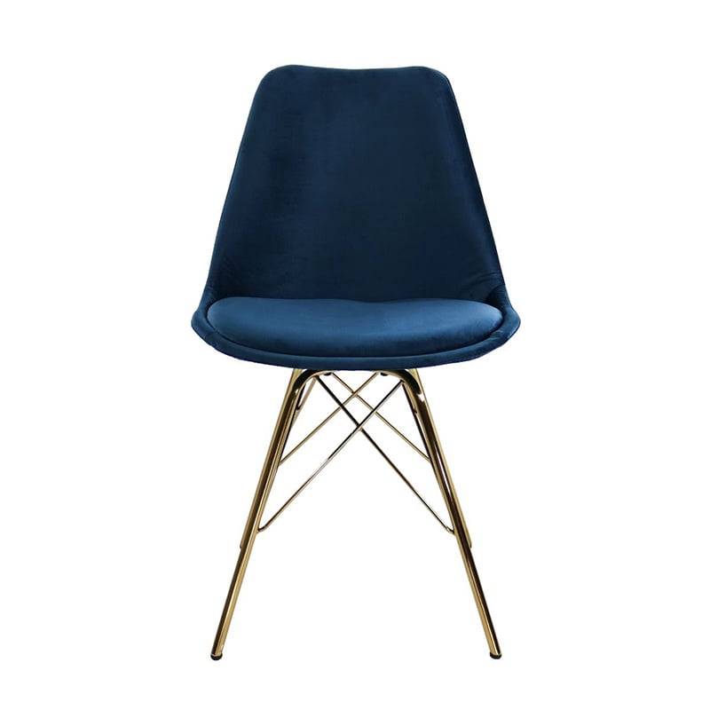 Velvet chair dark blue - Gold frame