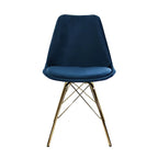 Velvet chair dark blue - Gold frame