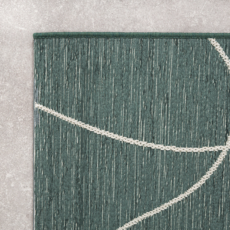 Modern Outdoor Rug - Porto Lines Dark Green