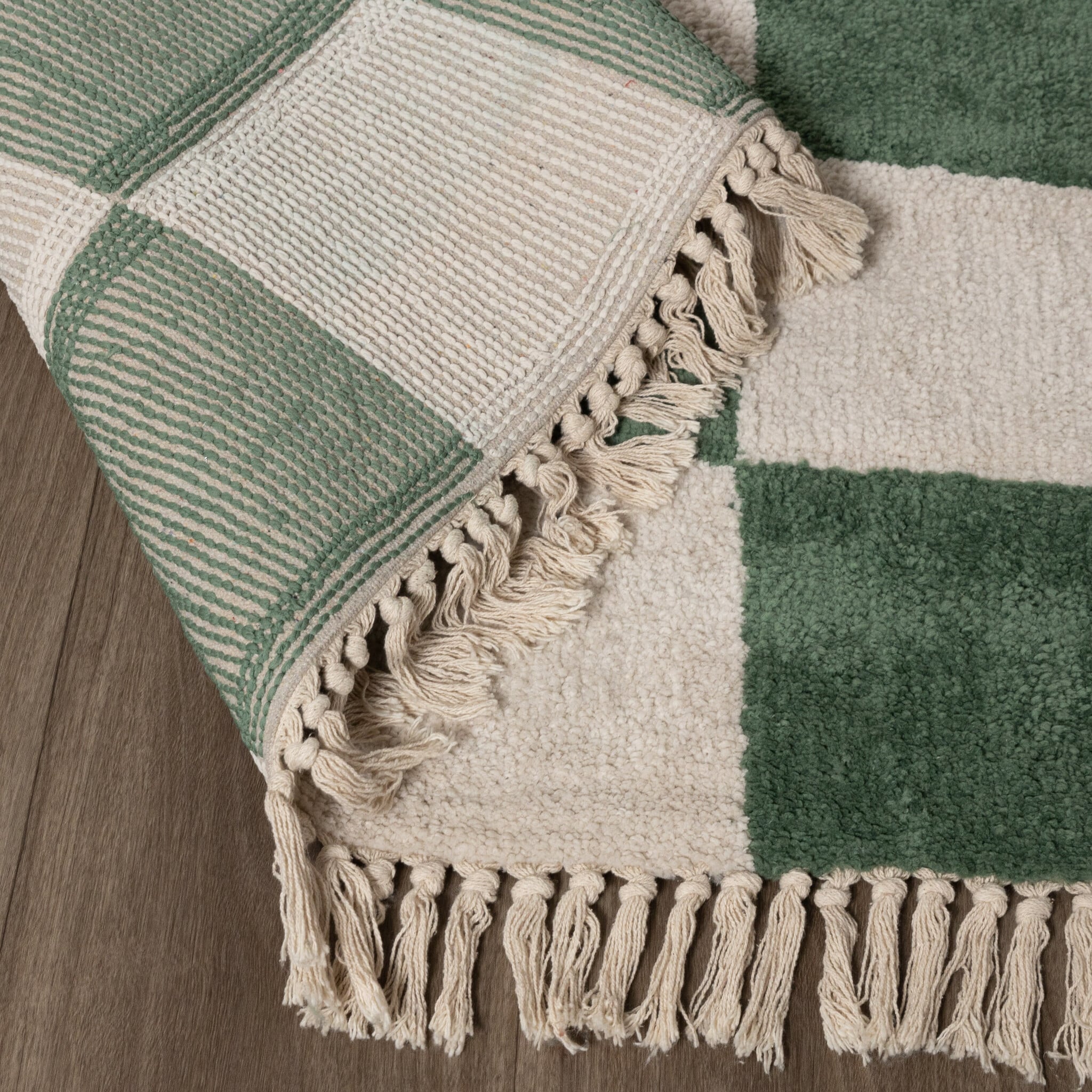 Checkerboard Rug - Blox Fringe Green