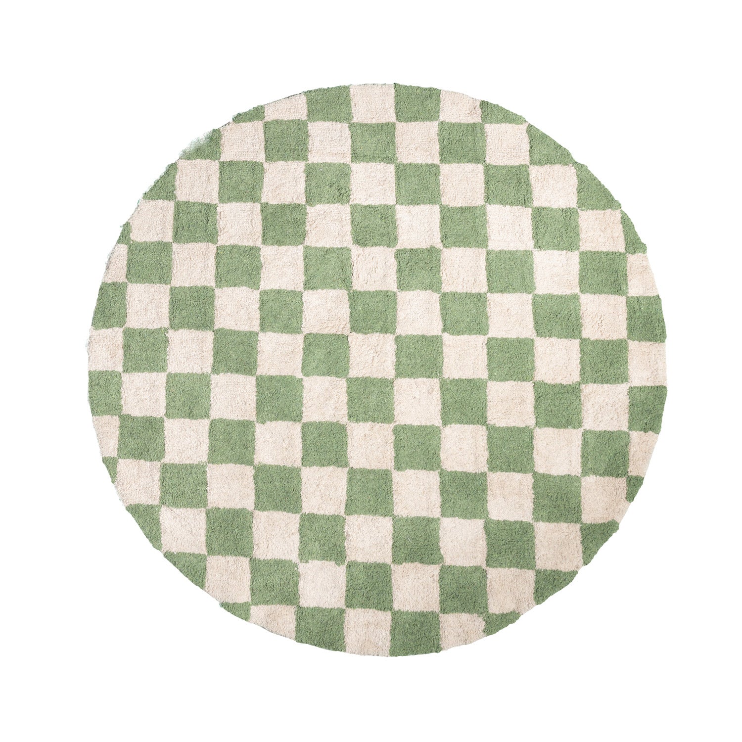 Round Retro Rug - Gambit Green/White