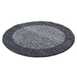 Round high-pile floor rug - Edge Grey