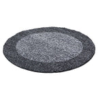 Round high-pile floor rug - Edge Grey