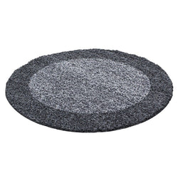 Round high-pile floor rug - Edge Grey