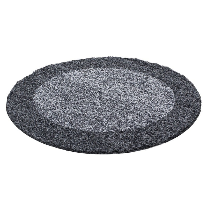 Round high-pile floor rug - Edge Grey