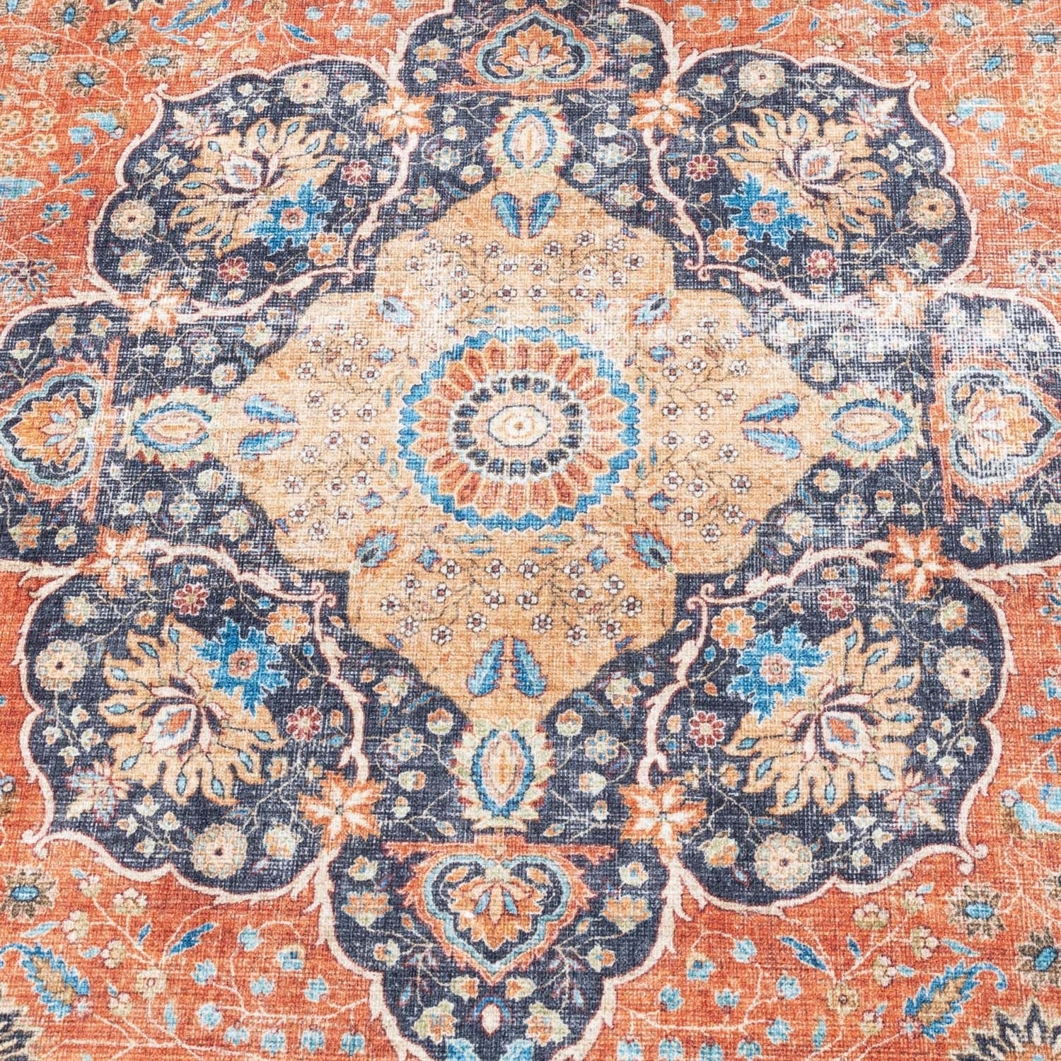 Indoor Outdoor Rug - Kairo Medallion Terra/Dark Blue