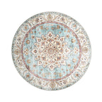 Round Vintage Outdoor Rug - Santo Medallion Light Blue