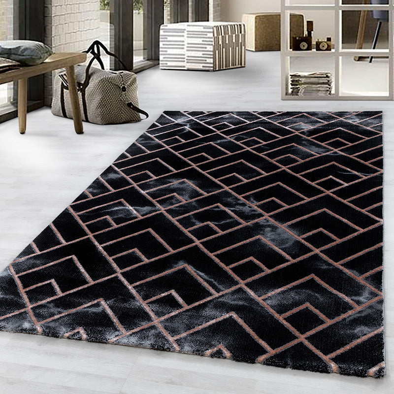 Modern floor rug - Marble Pattern Anthracite/Brown