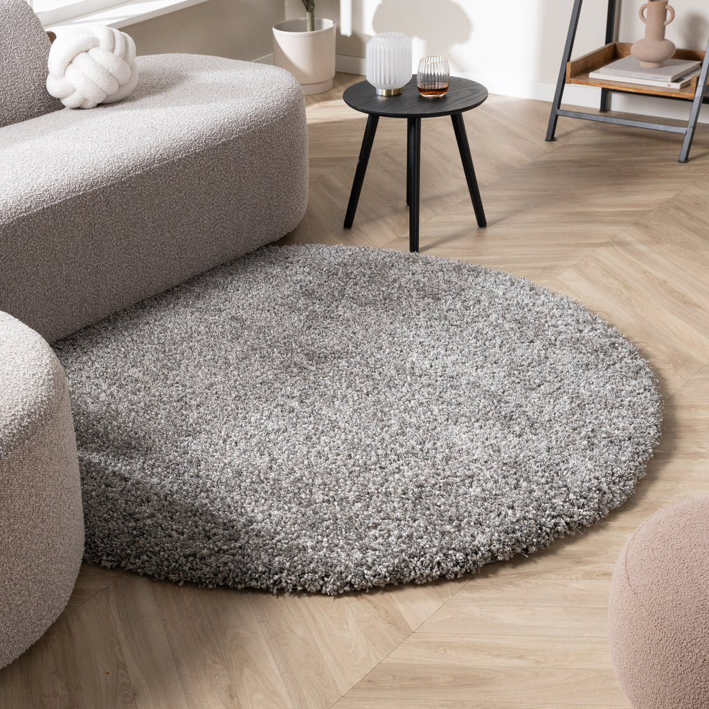 Round high-pile rug - Yves Grey