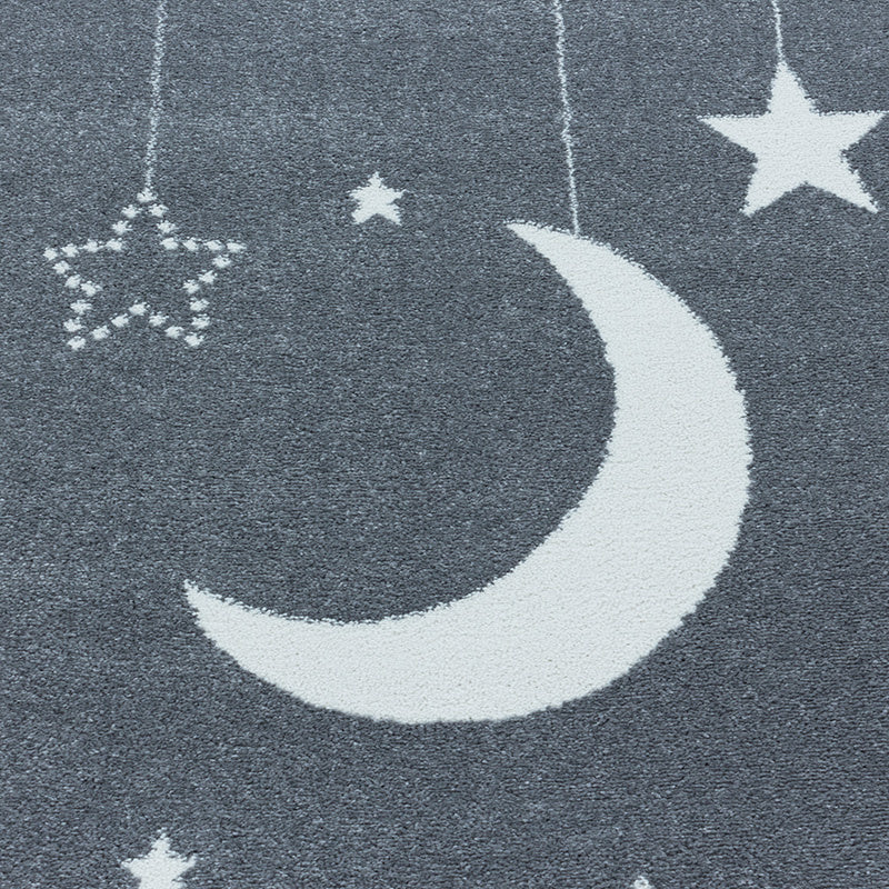 Round children's floor rug - Fleurtje Moon Blue