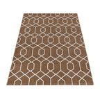 Retro Floor Rug - Stencil Pattern Brown/White