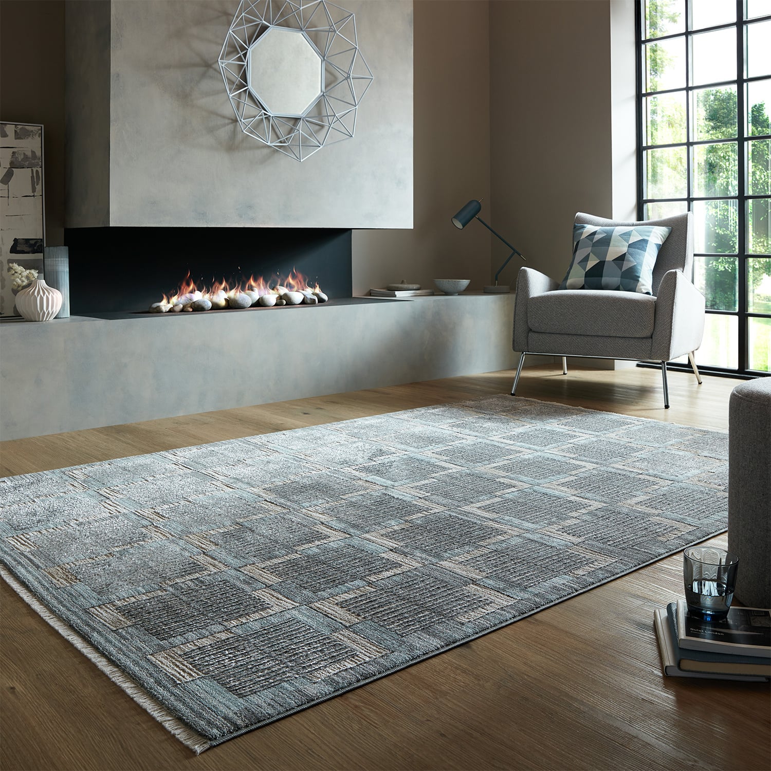 Checkered floor rug - Enrico Gray